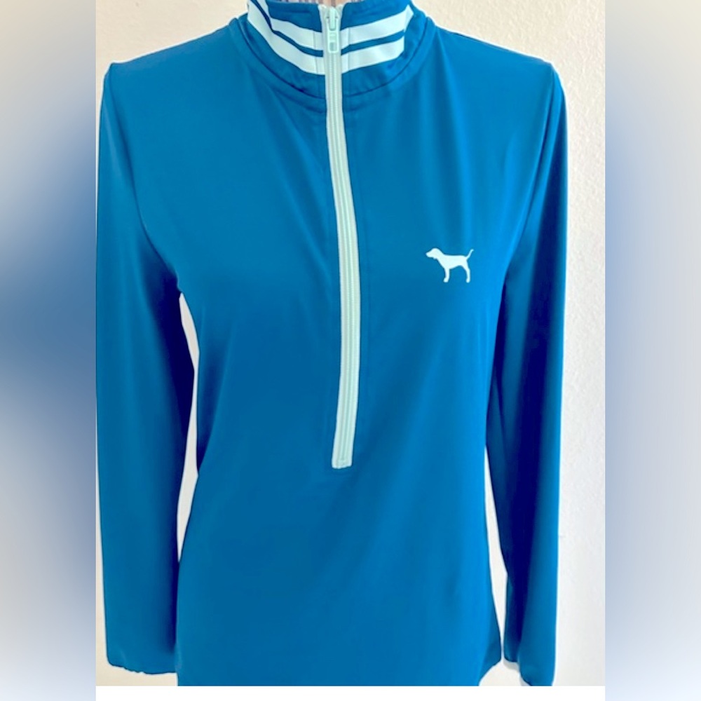 Victoria Secret Pink Ultimate Half Zip Pullover Size xtra Small Blue Teal Aqua